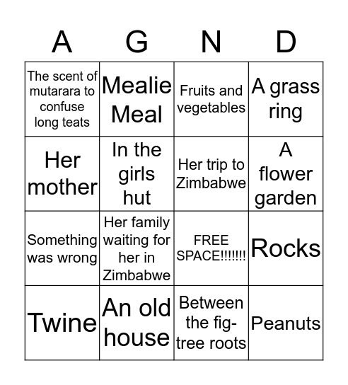 A GIRL NAMED DISASTER CHAPTER 18 Bingo Card