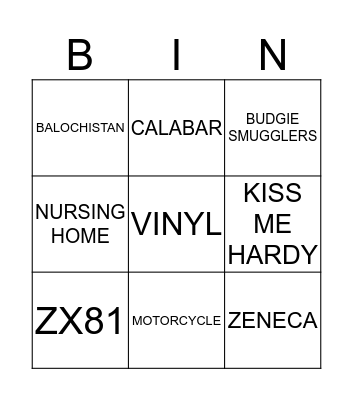 TRAVEN BINGO Card