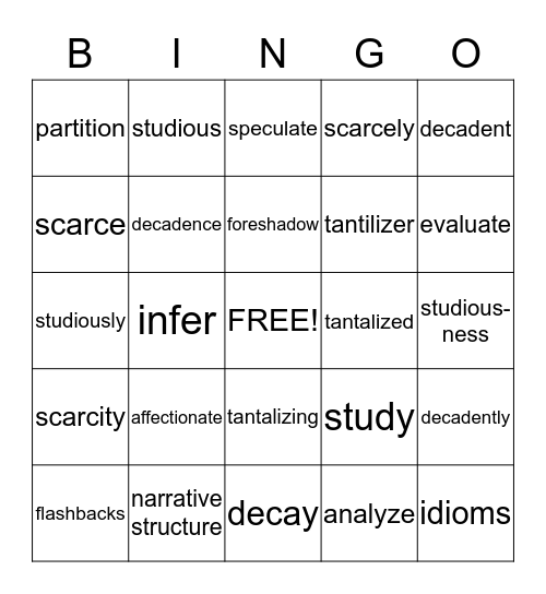 Old Ben and Fox Run Bingo Card