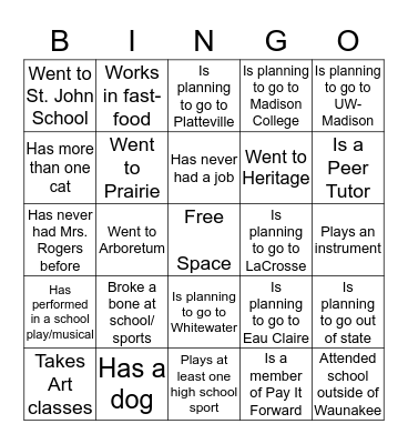 Senior Law - Rogers Bingo Card