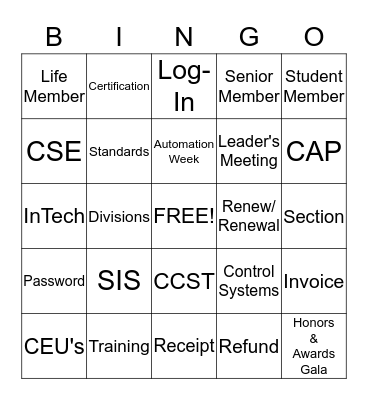 ISA Customer Service Week Bingo Card