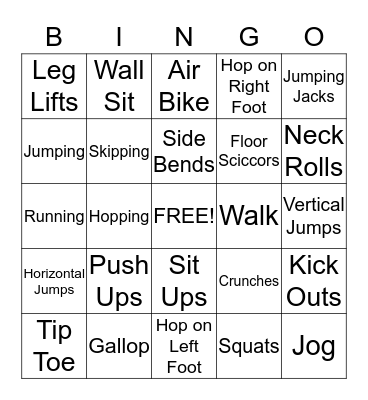 FITNESS BINGO Card