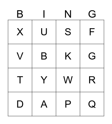 Alphabet Bingo Card