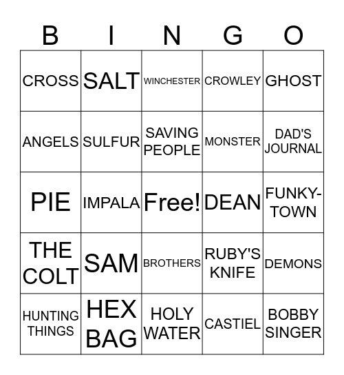 Supernatural! Bingo Card