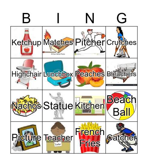 Medial /CH/ Bingo Card