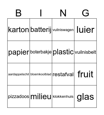 Afval  Bingo Card