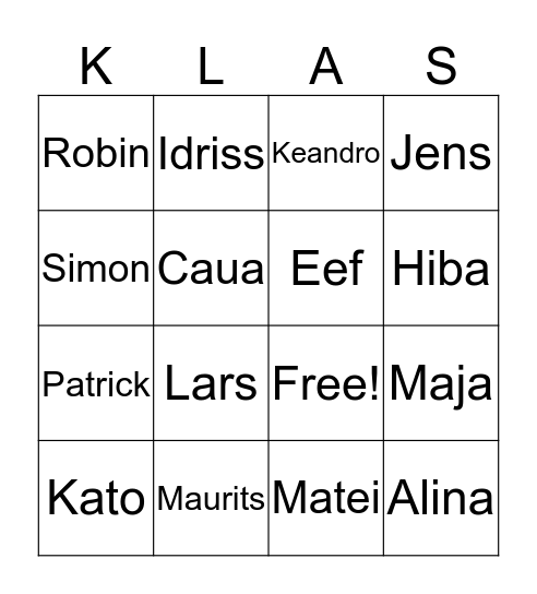 Klasbingo Card