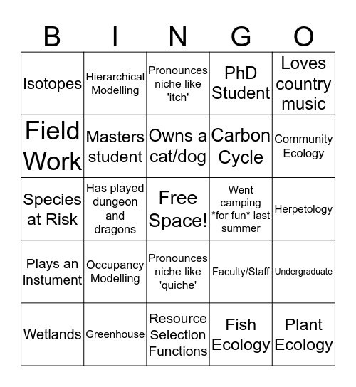 WEN Bingo 2018 Bingo Card