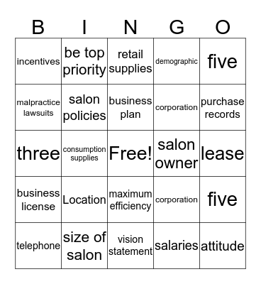 Saloon Business Ch. 32 Bingo Card