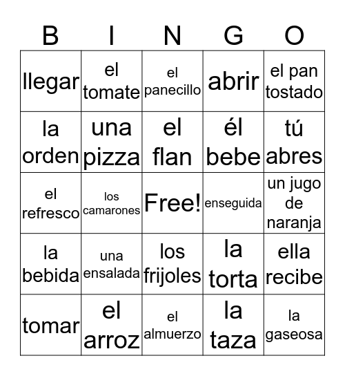 ASDI Capítulo 4 - ¿Qué comemos y dónde? Bingo Card