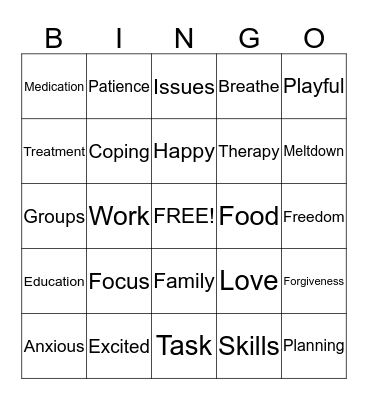 Treatment Bingo Card