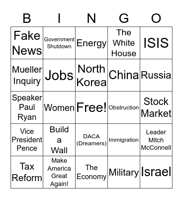 State of the Union Bingo Card