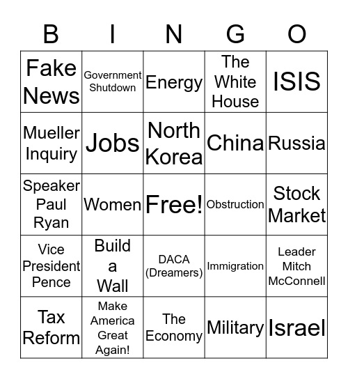 State of the Union Bingo Card