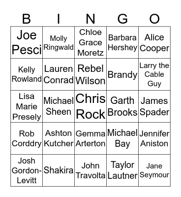 February Celebrity Birthdays Bingo Card
