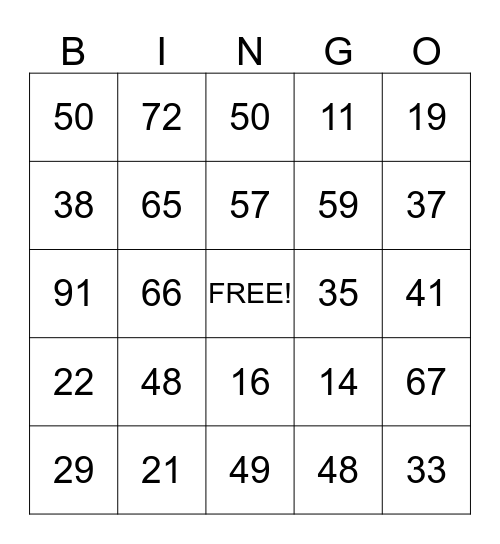 Math & Science Night Bingo Card