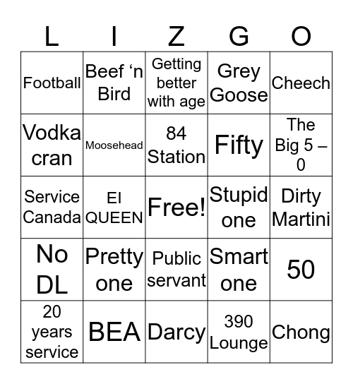 Happy 50th Birthday Bingo Card