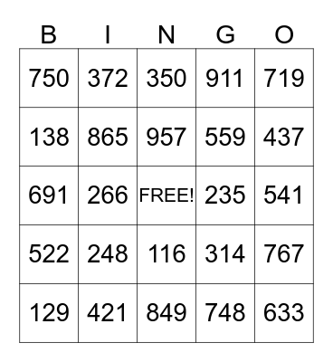 Math & Science Night Bingo Card
