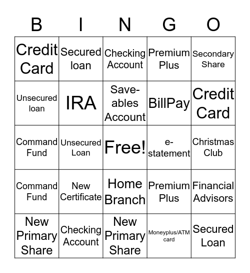 Cross-Sell Confirm Bingo Card