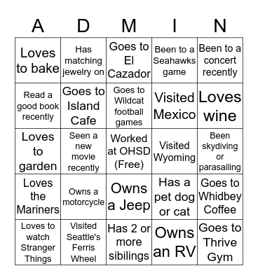 Get to Know You Bingo in the Boardroom Bingo Card