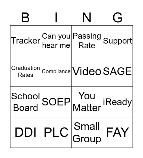 UTVA Lingo Bingo Card