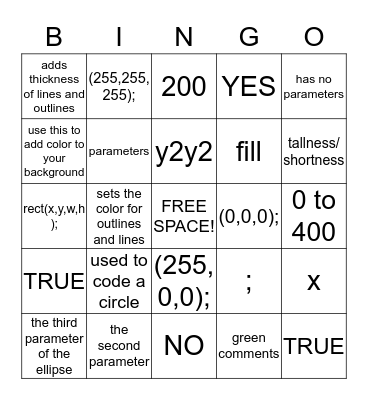 [Intro to Programming Test Reveiw] Bingo Card