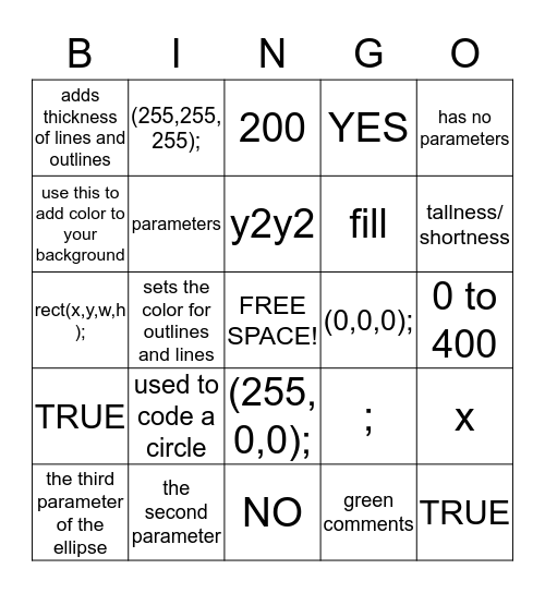 [Intro to Programming Test Reveiw] Bingo Card