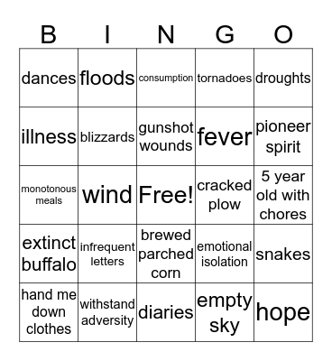 Touching The Skirts of Heaven Bingo Card