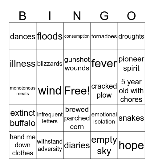 Touching The Skirts of Heaven Bingo Card
