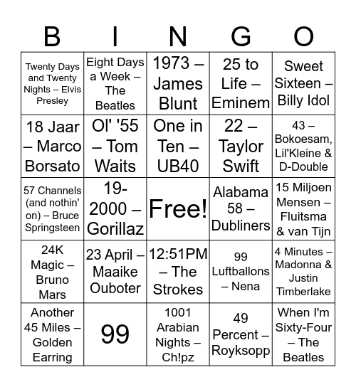 EXCELSIOR a gogo Bingo Card