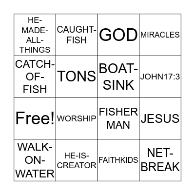 Jesus Power Over Nature  Bingo Card