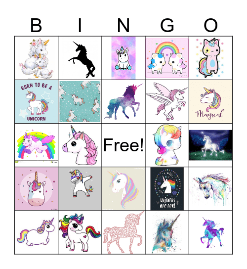 Unicorn Bingo Card
