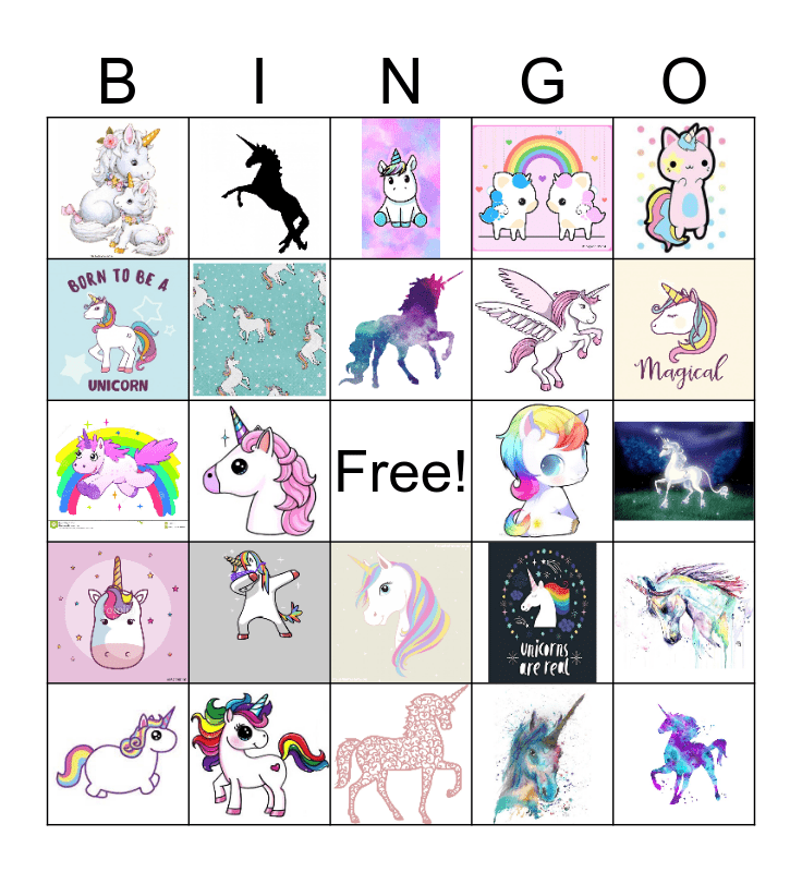 Unicorn Bingo Card