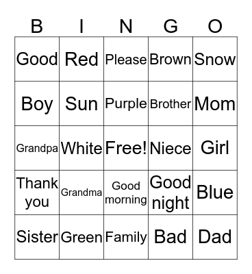 Sign Language Bingo Card