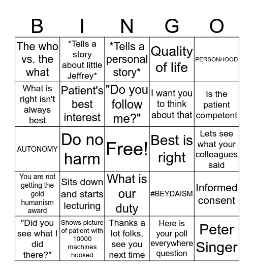 Beyda Bingo Card