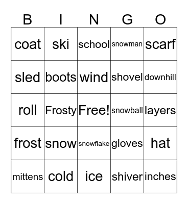 WINTER WEATHER Bingo Card