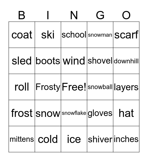WINTER WEATHER Bingo Card