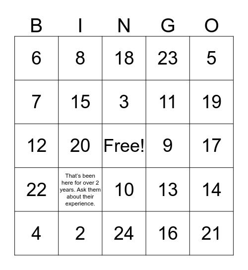 WAZ Bingo Card