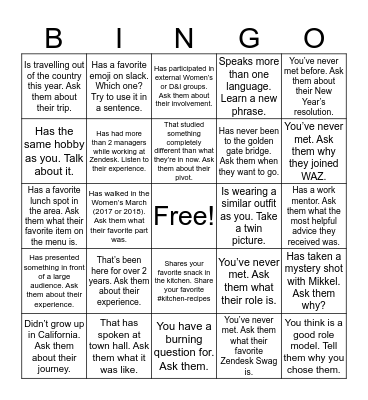 WAZ Bingo Card