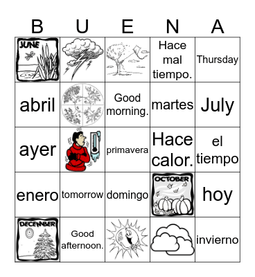 Weather & Seasons Bingo Card