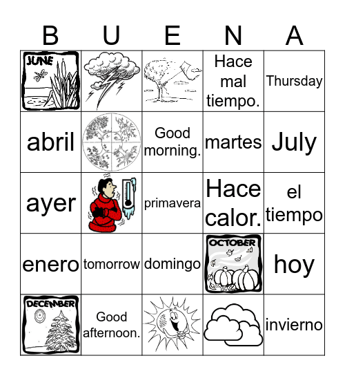 Weather & Seasons Bingo Card