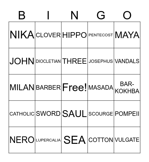 WEEK 19 / 20 MOH Bingo Card