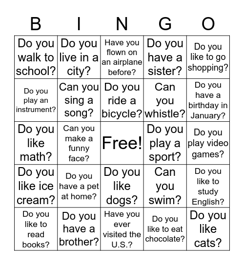 Find Someone Who Does These Things! Bingo Card