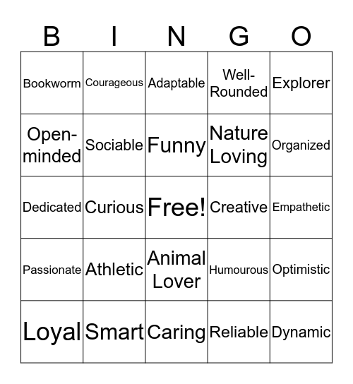 Identity Bingo Card