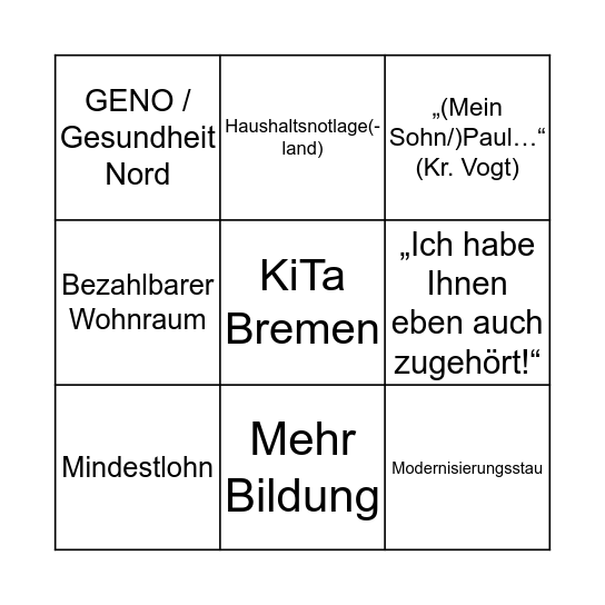 Ürgerschafts-Ingo Bingo Card
