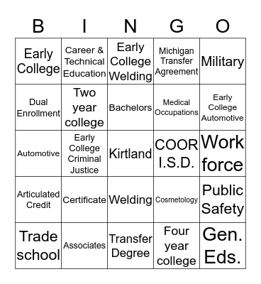 Freshmen Seminar Bingo Card