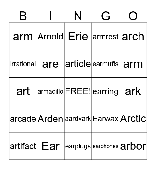 "R" BINGO with Riley! Bingo Card