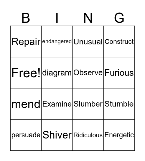 3rd grade bingo Card