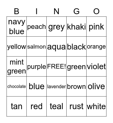 Color Bingo Card