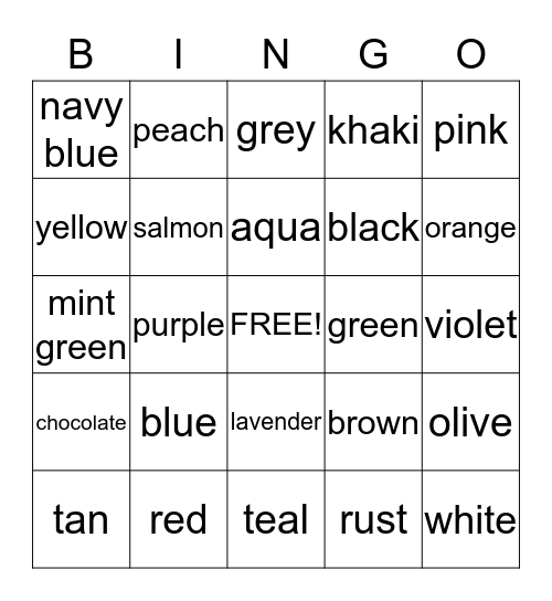 Color Bingo Card