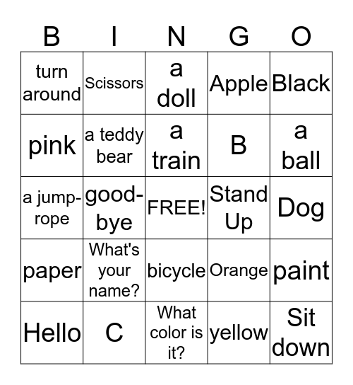 Let's Begin Bingo Card